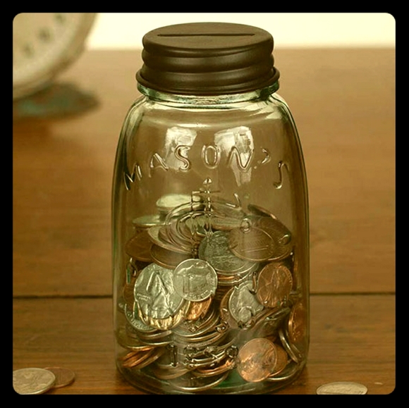 Other - Retro Mason Pint Jar Coin Bank